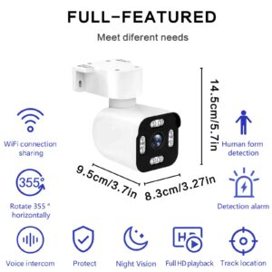 3MPSecurity Cameras for Home, 2.4G Wifi House Surveillance Cameras with Audio And Video, Security Cameras Wireless Outdoor with PTZ And Motion Detection, Wired Outdoor Security Camera Support Color Night Vision, SD Card Video Recording
